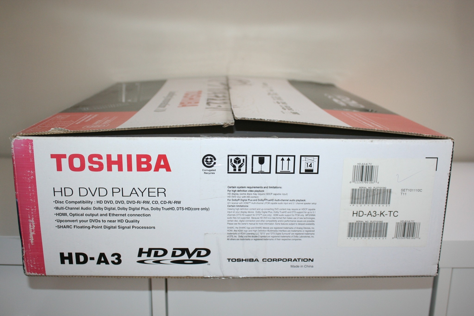 Toshiba HDA3 HD DVD Video Player With Box Remote Power Cord + 2 Movies