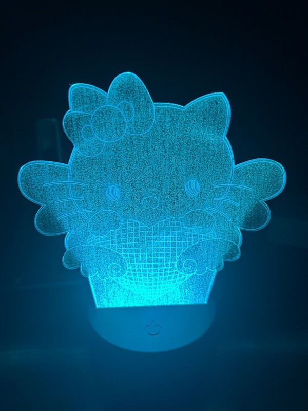Creative 3D Visualization Visual Dimmer Remote Lamp Hello Kitty changing colors