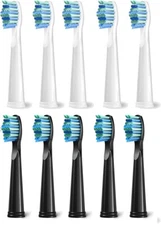 10Pcs Toothbrush Heads compatible with TAO Clean Electric Toothbrush Black/white