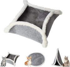 Fluffy YioQio Deformable Felt Cat Beds for Indoor Cats, Portable and Foldable