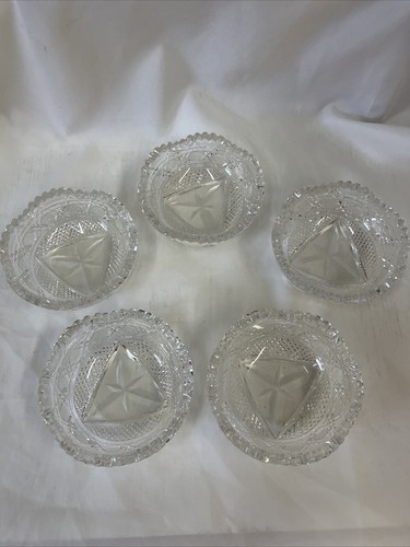 Vintage Lead Crystal Cut Glass Dessert Bowls 4 1/2”Wx1 3/4”H Set Of 5 Preowned - Picture 1 of 10