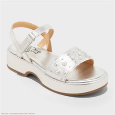 Girls' Liana Pearl Studded Platform Sandals - art class Silver 2 SEE DEAL