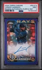 Junior Caminero 2024 Topps Chrome RC AUTO Purple Refractor /250 PSA 9 MINT Rays