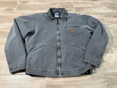 Vintage Carhartt Detroit Jacket J97 PTL Size Medium Petrol Gray Blanket Lined