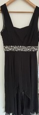 Julian Macdonald Diamond Black Beaded Dress 12 Sheer Long Drapes Occasion Gown 
