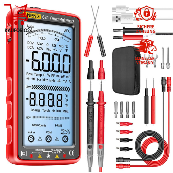 Digital Multimeter Aneng 681 Trms 6000 Counts Ncv Ac/Dc Ohm Tester-image
