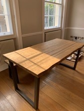 Live Edge Dining Table, Solid Wood In Rustic Brown Colour, Read Discription 