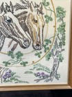 Framed Embroidery Picture Horses in Horseshoe with Clover Design — photo 7