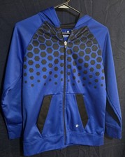 Xersion Boys Full Zip Hooded Fleece Hoodie w/ Pockets Blue L 14/16 Geo