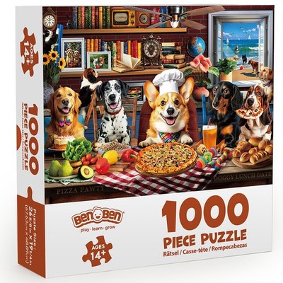 1000 Pieces Jigsaw Puzzle for Adults Cute Dogs' Dinner Party Funny Animal Puzzle