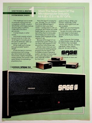 Vintage 1983 Sage IV Computer Technology Microcomputer Ad Flyer Ephemera