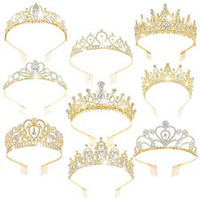 9 Pcs Tiaras and Crowns for Women Bulk Crystal Princess Tiara Rhinestone Brid...