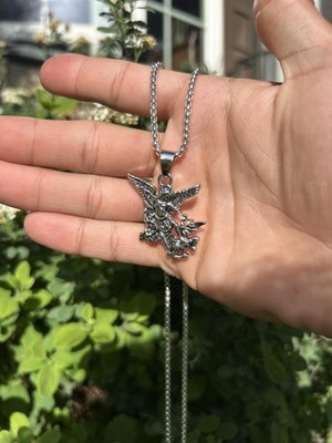 Silver-Tone Angel Pendant Chain Necklace