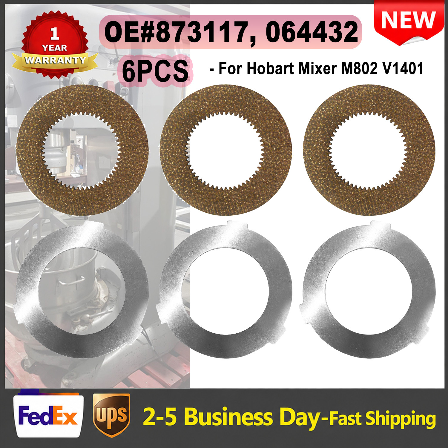 3PCS Inner and 3PCS Outer Clutch Disc 873117 064432 for Hobart Mixer M802 V1401