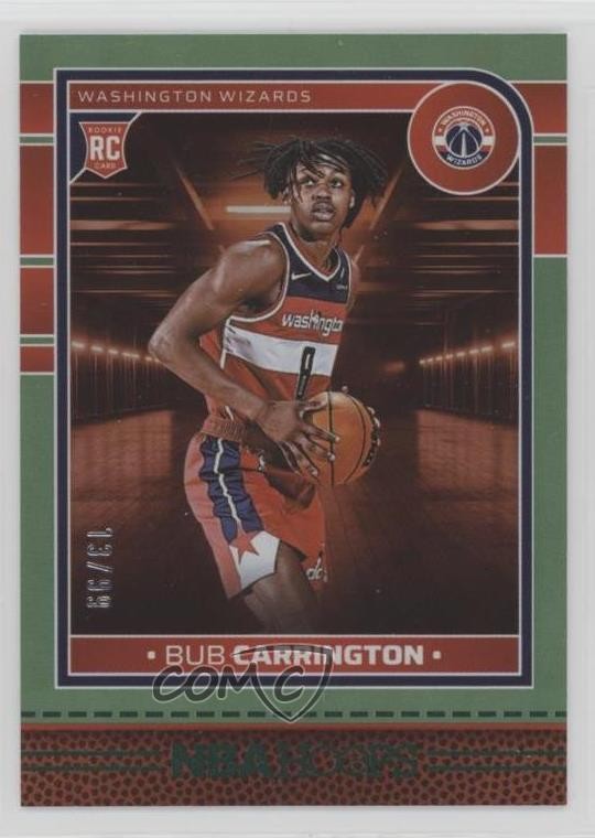 2024-25 Panini NBA Hoops Rookies Green 13/99 Bub Carrington #244 Rookie RC 1o9j