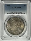1890 MORGAN DOLLAR PCGS MS 64 / OBVERSE TONER
