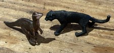 PRE-HISTORIC BEASTS Set of 2 Plastic Toy Figurines T.REX WOLF 1.5