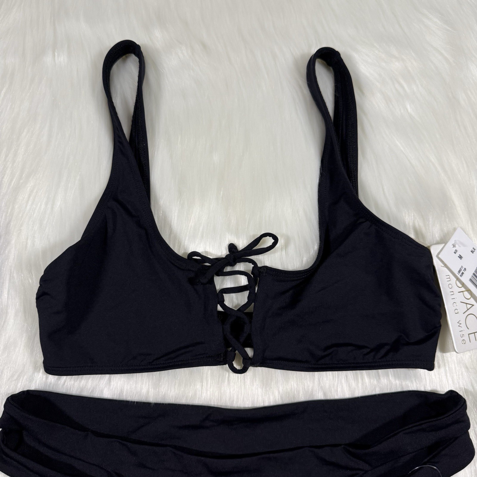 L Space Women's Size Medium Black 2 Piece Bikini Romi Top & Estella Bottom