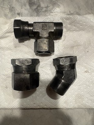 Caterpillar & Parker Hydraulic Fitting s Large Fitting s Great Deal!