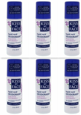 6 KISS MY FACE Liquid Rock Peaceful Patchouli Deodorant ROLL ON 3oz Each (131)