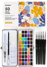 50 Color Watercolor Paint Set with Brushes - Ideal for Artists and Hobbyists