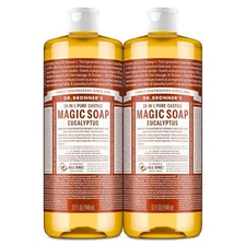 Dr. Bronner’s Pure-Castile Liquid Soap – Eucalyptus (2 × 32 oz Bottles)