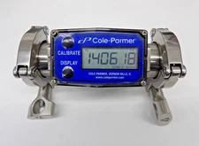Cole Parmer Model S10T Heavy Duty Turbine Flowmeter 1.5” Tri clamp ends