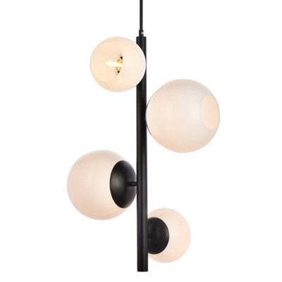 Elegant Lighting LD655D18 Wells 4 Light 18''W Pendant - Black