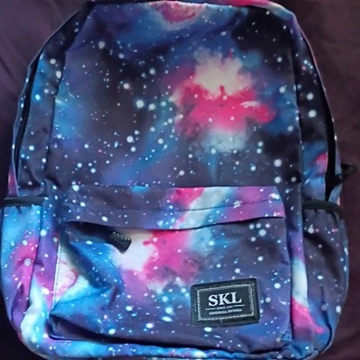 SKL Unisex Kids Galaxy Print Backpack Blue Pink Purple Polyester Zip
