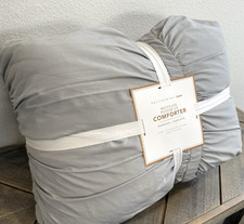 POTTERY BARN TEEN PUCKER UP COMFORTER, TWIN GRAY, SUPER SOFT RIPPLED AND RUCHED