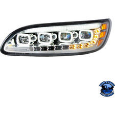QUAD-LED HEADLIGHT WITH LED DRL  SEQ. SIGNAL FOR 2005-2015 PETERBILT 386 Choos