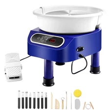 Pottery Wheel 10in Ceramic Wheel Foot Pedal Touch Screen 350W 3 Legs Blue