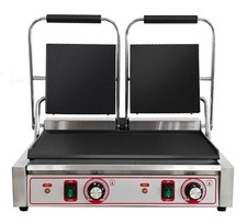 Commercial Electric Double Contact Grill Panini Press Sandwich Grill Flat