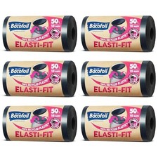 Bacofoil 50L Bin Liners - Eco-Friendly 60 Bags, Leak-Proof, Elasti-Fit Design