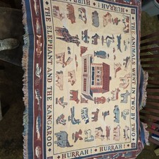 Goodwin Weavers Noah’s Ark Vintage Tapestry Throw Blanket 60” X 42" Made in USA