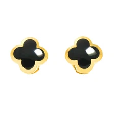 Van Cleef Arpels Pure Alhambra Onyx Earrings Pierced 18K YG 750 90303324