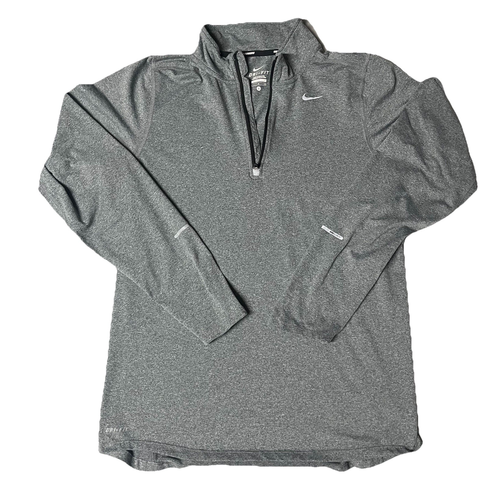 Nike DRI-FIT Element 1/4 Zip Running Pullover Men Small Gray Long Sleeve Shirt