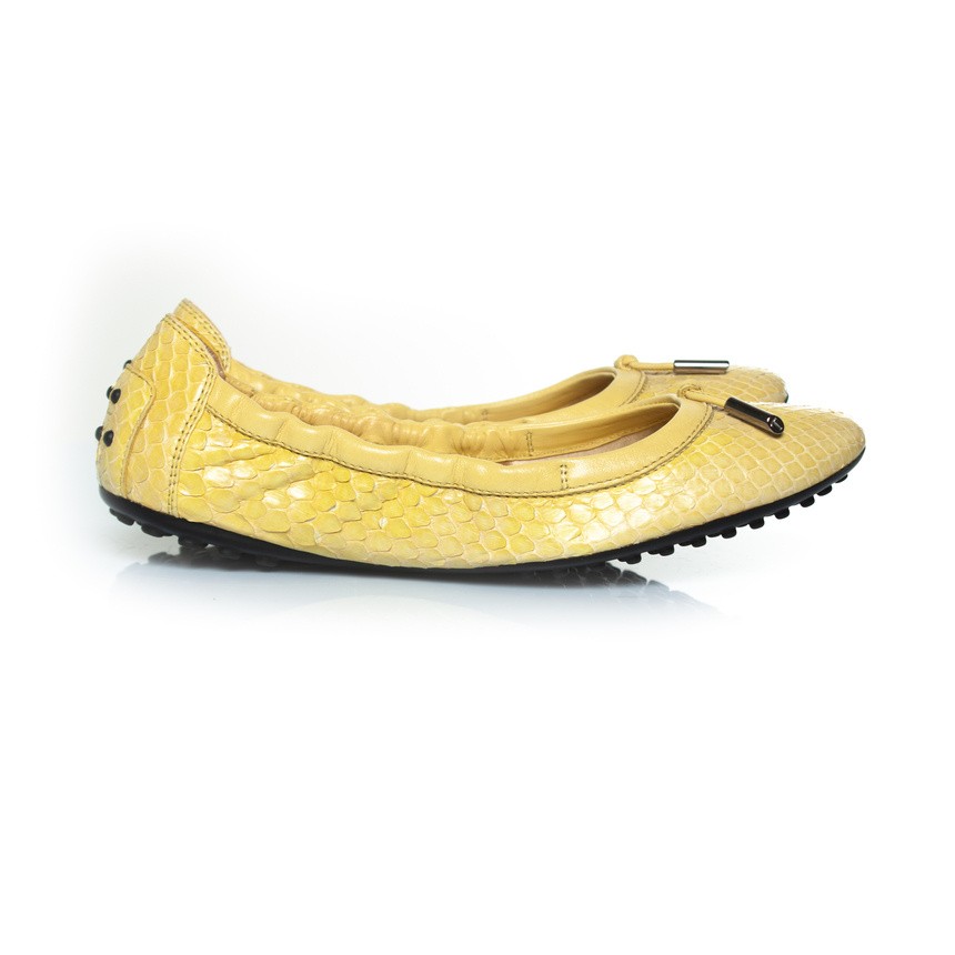 Tod’S Yellow Python Leather Ballet Flats Female Y… - image 4