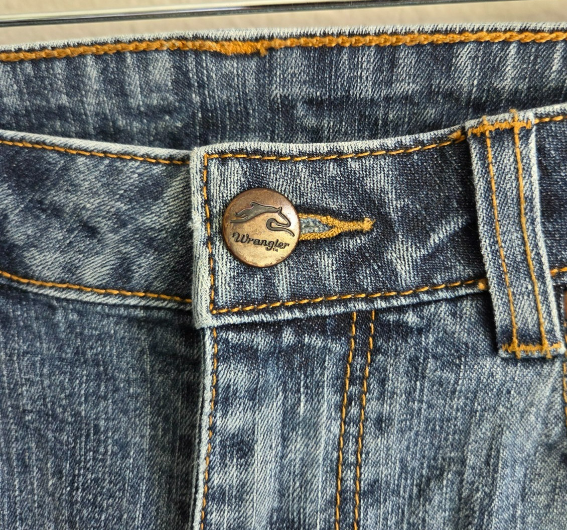 Wrangler Retro Girls Bootcut Jeans Blue Solid Denim Stretch Pockets Size 1/2 x34 image 4