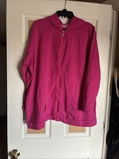 NEW - Quacker Factory - pink zip up long sleeve stretch hooded jacket - Size 3X