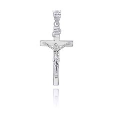 Sterling Silver Jesus Crucifix Cross Pendant Necklace