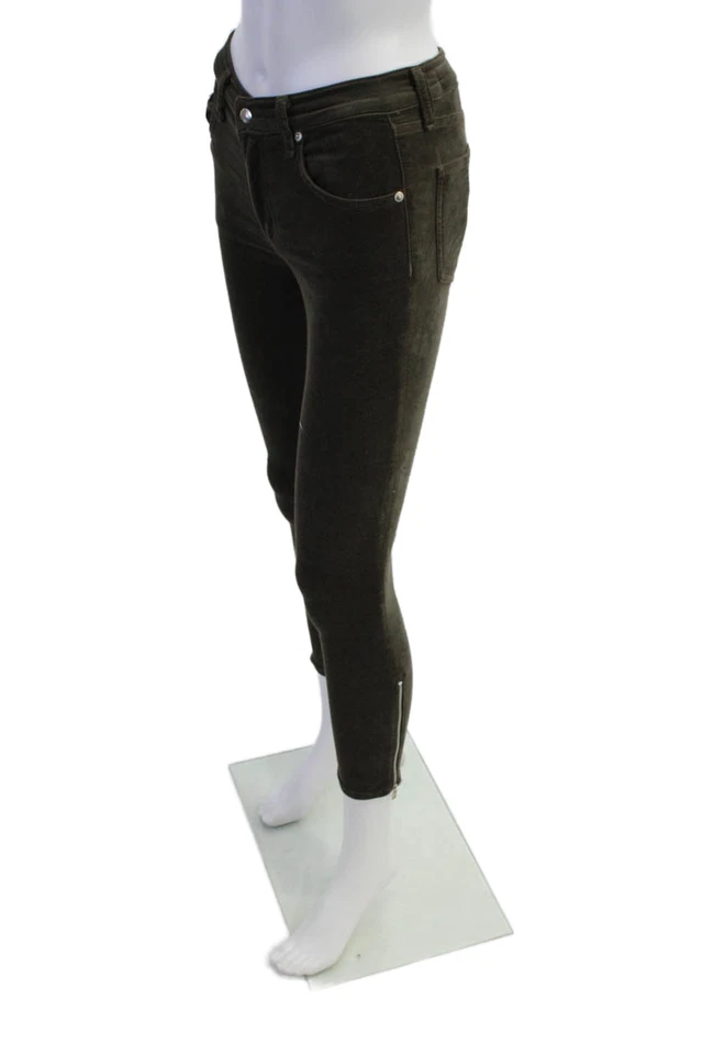 Pantalones ajustados Rag & Bone para mujer de algodón con cremallera y botones verde militar talla 25 EUR Foto 2 de 4