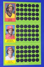 1981 Topps Baseball Scratch-Off Panel Ozzie Smith George Hendrick Steve Carlton