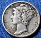 A 1931-S Mercury Silver Dime, Tougher Date Coin!  Nice High Grade