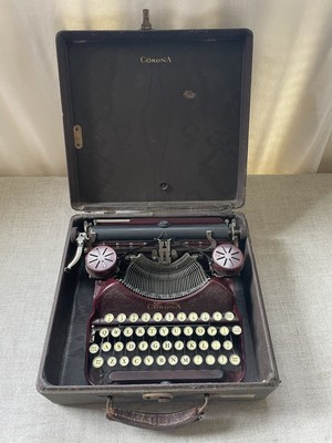 Vintage 1931 LC Smith Corona 4 Portable Manual Typewriter w/ Travel Case Maroon