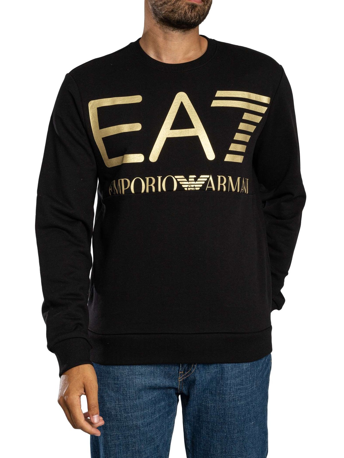 EA7 Big Logo Graphic Sweatshirt, Black/Gold - M