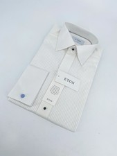 Eton Dress Shirt Mens M 15 1/2 - 39 White Pleated Slim Fit Collared Button Up