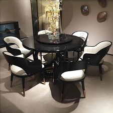 Designer round table 6 x armchair chairs dining room seat cushion round tables set