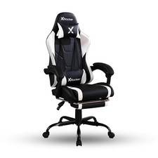 X ROCKER PC GAMING DESK CHAIR WITH WHEELS ADJUSTABLE ERGONOMIC - BLACK AND WHITE