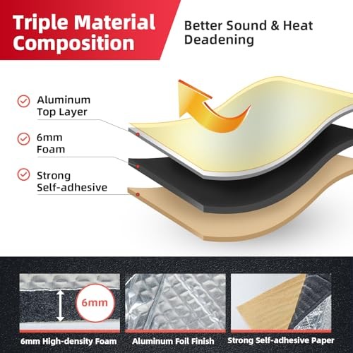 Sound Deadening Foam(6mm) 18sqft - Aluminum Hood Insulation Pad, Noise 236mil - Picture 3 of 8